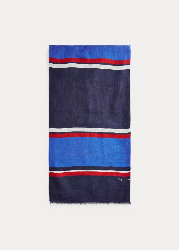 Ralph Lauren Striped Linen Halstørklæde Herre Danmark (MXAPV9528)